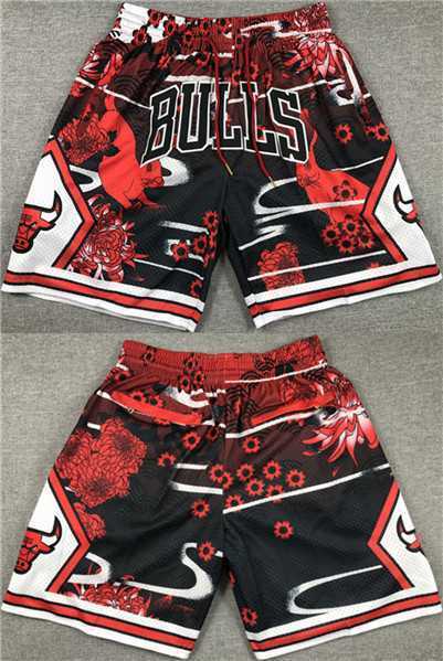 Men%27s Chicago Bulls Red Black Shorts